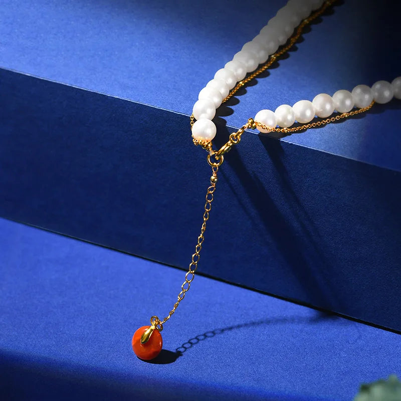 Collier de Perles avec Pendentif Vert – Bijoux Femme Élégant