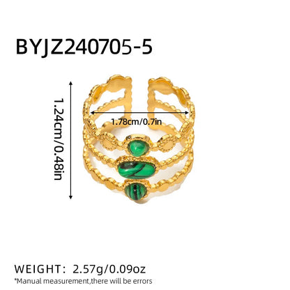 Bague femme émeraude en acier inoxydable
