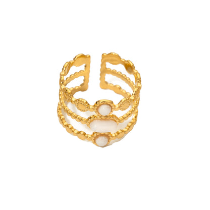 Bague femme émeraude en acier inoxydable