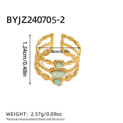 Bague femme émeraude en acier inoxydable