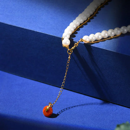Collier de Perles avec Pendentif Vert – Bijoux Femme Élégant