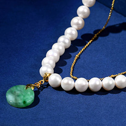 Collier de Perles avec Pendentif Vert – Bijoux Femme Élégant